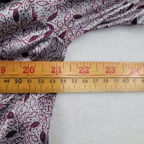 80s Size 8 Flowy Neck Tie Leaf Print Blouse Feminine Romantic Dainty Whimsical - Picture 10 of 12